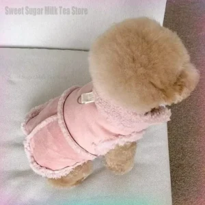 winter fleece lined pet clothes for small dogs, cozy warm cat dog sweater with 3d ears, soft plush animal jumper for autumn