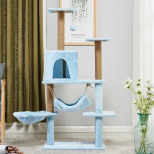 big large cat scratcher tree tower wooden cat tree house three story pet scratch post jumping platform hammock tree
