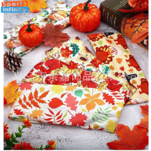 thanksgiving maple leaf pumpkin candy pattern women yoga headband running sweatband sports headband thanksgiving accessories