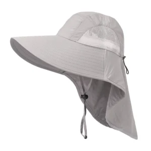 outdoor fisherman hat wide brim bucket hat with neck cover men summer breathable mesh sun protection visor anti uv cap unisex