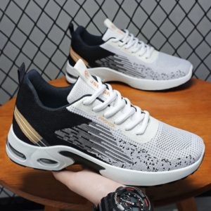 men's shoes spring fashion 2025 lace up soft sole sports single shoes flying woven casual style men's running shoes sneakers