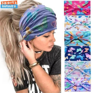 butterfly print sports headband women pilates yoga hair bands elastic head band sweat band running headband hair accessories