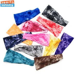 tie dye sports headband women yoga headbands fitness sweatband anti sweat printed headscarf running head band hair accessories