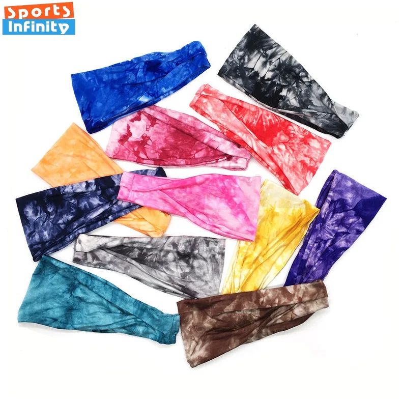 tie dye sports headband women yoga headbands fitness sweatband anti sweat printed headscarf running head band hair accessories