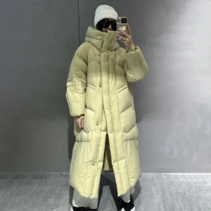 european fashion winter new women down jacket long hooded bread jacket loose and warm parkas