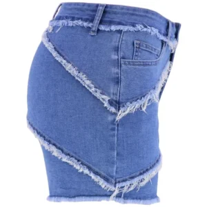 women shorts jeans solid sexy distressed mid waist washing denim zipper fly flat slim fit high street spliced summer 2025