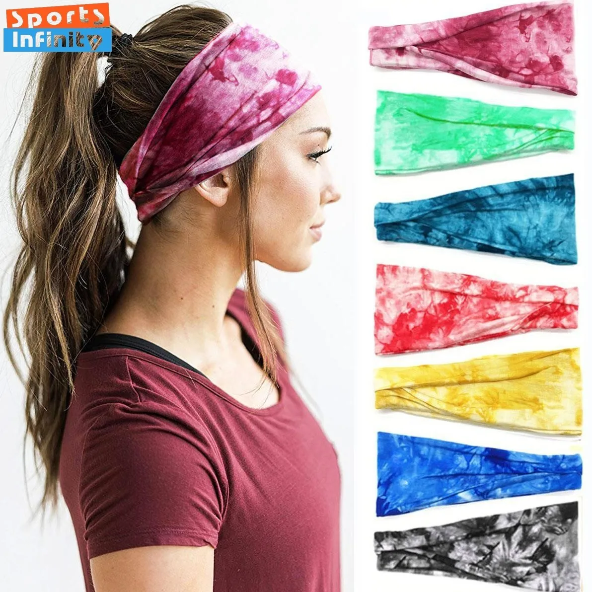 tie dye sports headband women yoga headbands fitness sweatband anti sweat printed headscarf running head band hair accessories