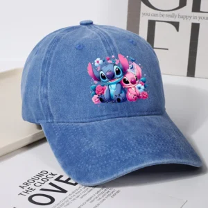 lilo & stitch washed vintage baseball cap women men fashion cotton hats cartoon anime graphic print sun hat birthday party gifts