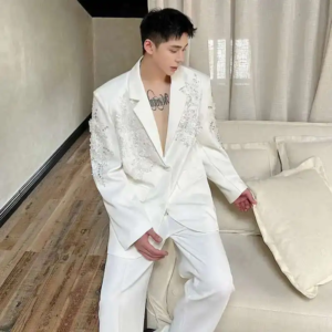 luzhen personalized luxury spring embroidered jackets light design suit elegant trendy korean men clothing blazers coats jy2464