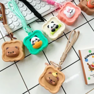 kawaii capybara rabbit bear silicone coin purse earphone storage and protective case cute cartoon creative bag pendant keychain