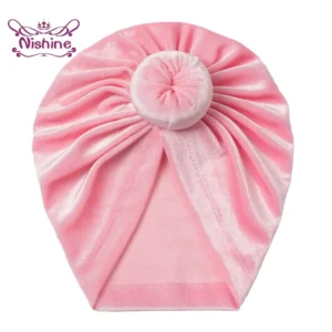 1pcs baby girls autumn winter warm hat with round ball center newborn turban caps beanies kids photography props accessories