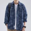 washed denim men jacket spliced coats turn down collar outerwear long sleeve jackets single breasted cardigan spring pockets