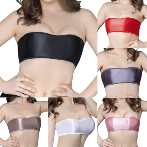 women top tube strapless bandeau underwear oily gloss sexy bra tight lingerie brand new crop top elastic stretch bra