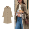 women fashion long trench coat autumn/winter lapel long sleeve single breasted coat loose solid color simple street jacket