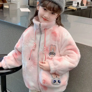 judy rabbit officer children fur jacket girls kawaii fashion warm hooded warm coat with bag student outdoors casual jacket gift