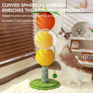 sisal cat scratcher post durable shed free scratching pad & self play toy, integrated with cat tree & condo for indoor cats