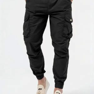 cargo pants men long pant high waist simple zipper splice straight trousers casual regular pockets solid autumn winter 2024