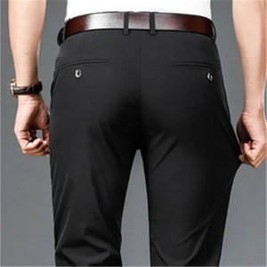 spring autumn smart casual suit pants men stretch straight black khaki trousers mens formal office solid color suit pants man