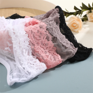 finetoo 3pcs women's lace panties sexy perspective underwear briefs female solid color hollow out lingerie floral intimates s xl