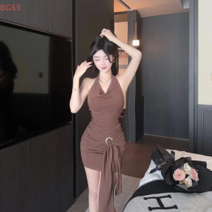 2025 new summer sexy sleeveless v neck backless solid color dress street casual slim fashion club party frock