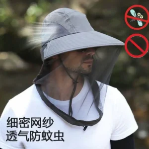 men's and women's outdoor mosquito caps, fishing caps, sun protection wide brimmed hats for mountaineering, face masks and hats