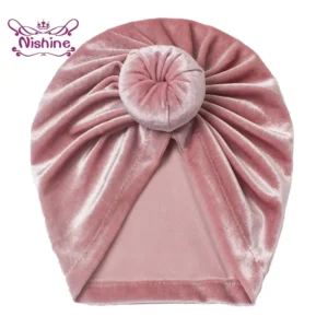 1pcs baby girls autumn winter warm hat with round ball center newborn turban caps beanies kids photography props accessories