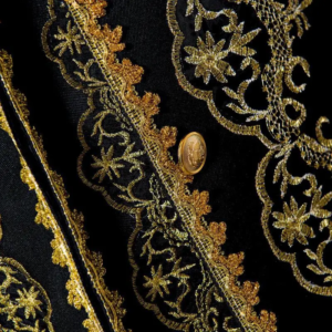 classic men luxurious embroidered suit 3 piece black / white fashion male court tuxedo blazers jacket and pants with vest