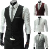 vests blazer men single breasted v neck sleeveless suits cardigan buttons business slim fit spliced patchwork pockets 2025