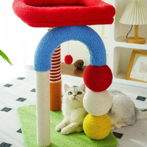 colorful cat climbing tree cat scratching posts with toy ball for indoor cats compact cat bed cat scratcher post cat playhouse