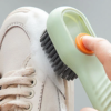 household detergent infused shoe brush plastic handle multifunction soft bristles cleaning tool for sneakers & fabrics cleaning