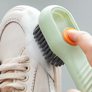 household detergent infused shoe brush plastic handle multifunction soft bristles cleaning tool for sneakers & fabrics cleaning