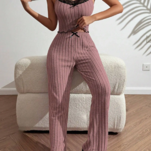 pajamas suit women 2 piece sets camisole pants suspender top trousers summer lace bow sleeveless sleepwear outfits nightwear