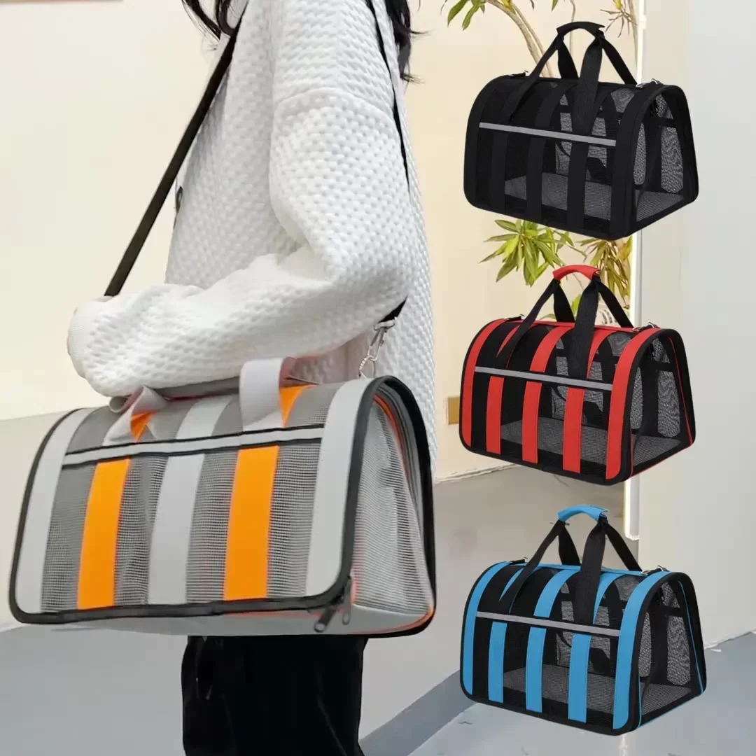 s/m/l pets go out breathable cats pet dogs in travelling carrying bag portable foldable small to medium dog cage mesh handbag