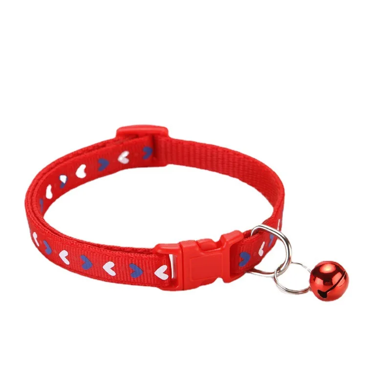 adjustable love arrow dog kitten cat collar with bell polyester buckle collars for small dogs kitten accessories supplies