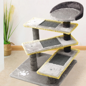 grey sisal short plush cat trees scratcher